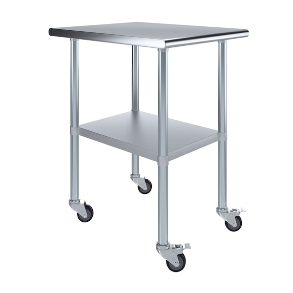 Amgood 30 in. x 24 in. Stainless Steel Table With Wheels AMG WT-3024-WHEELS - main